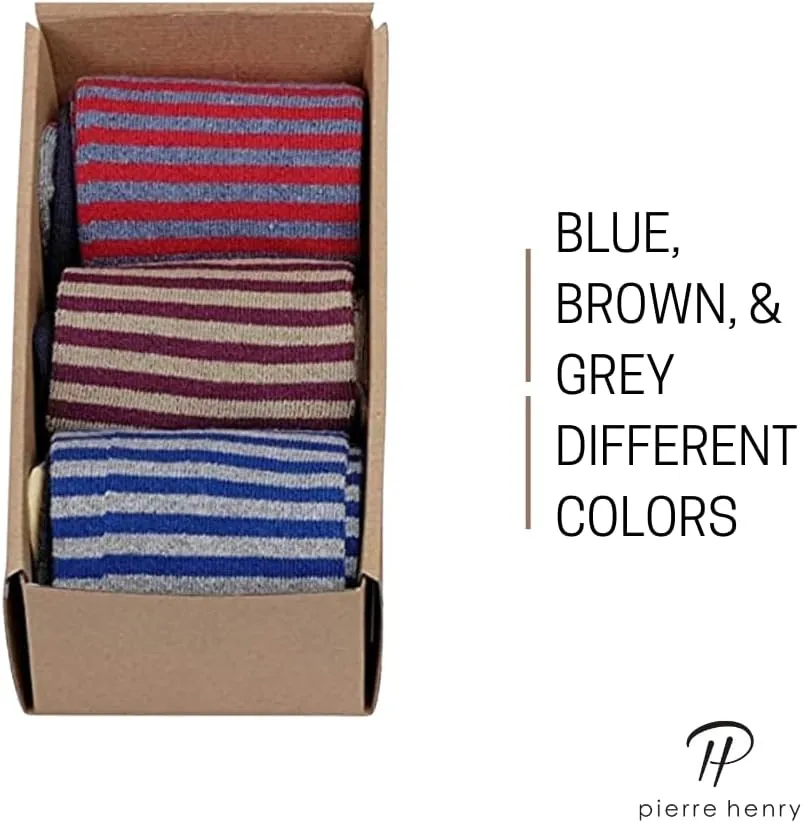 Pierre Henry Over the Calf Socks for Men (3 pairs) | Cotton Over the Calf Dress Socks | Long Socks Designed to Stay up 12  hr