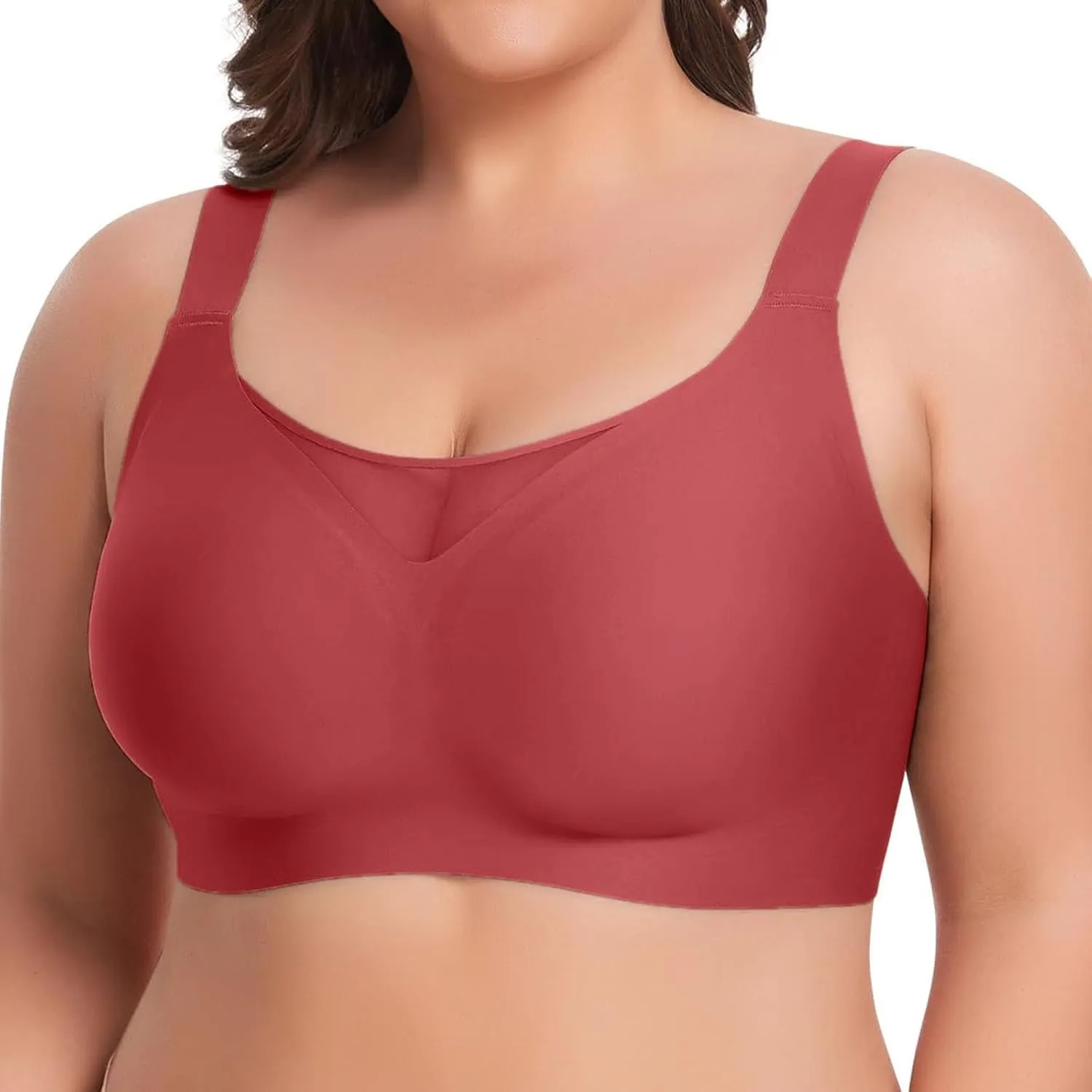 Plunge V Mesh Push up Bras for Women No Underwire Wireless Bras Full Coverage Bralette Seamless T Shirt Everyday Bra