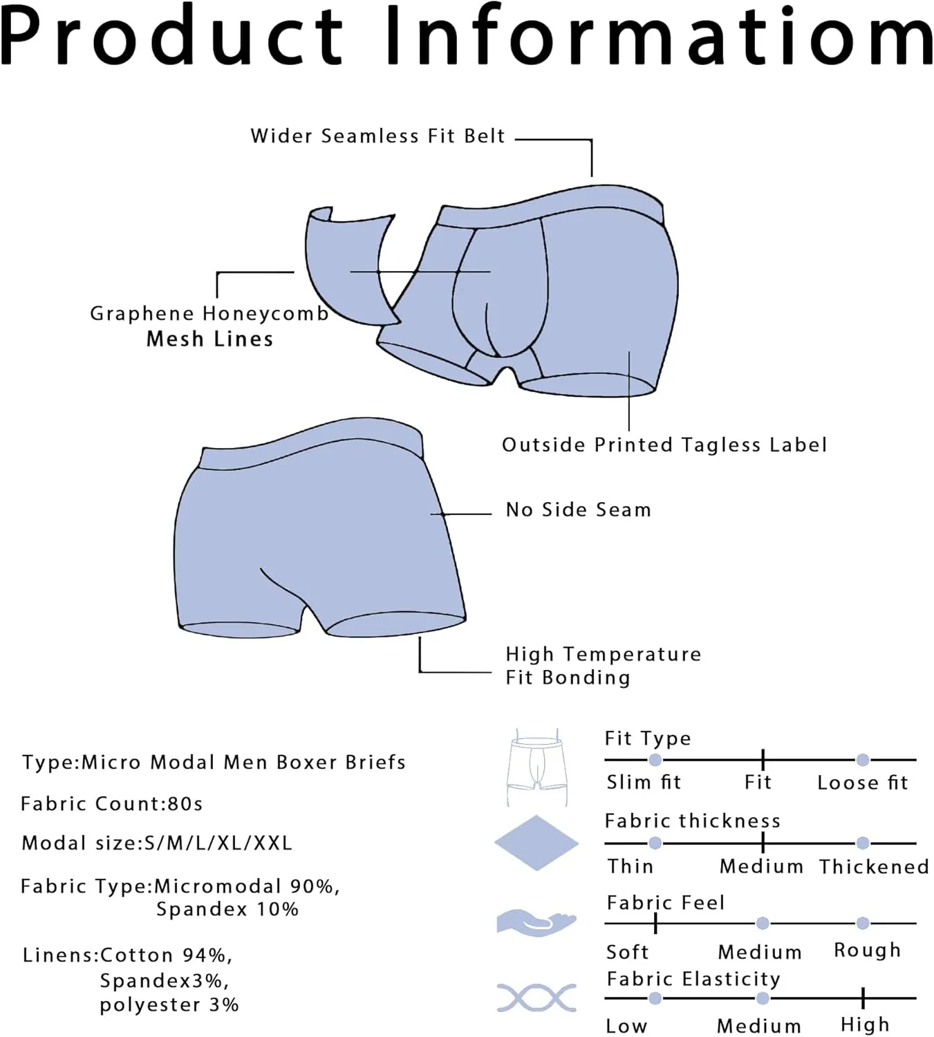 Premium Men's Naked Feeling Air Micro Modal Boxer Briefs - Softer Than Cotton-Athleisure Mens Underwear Trunks