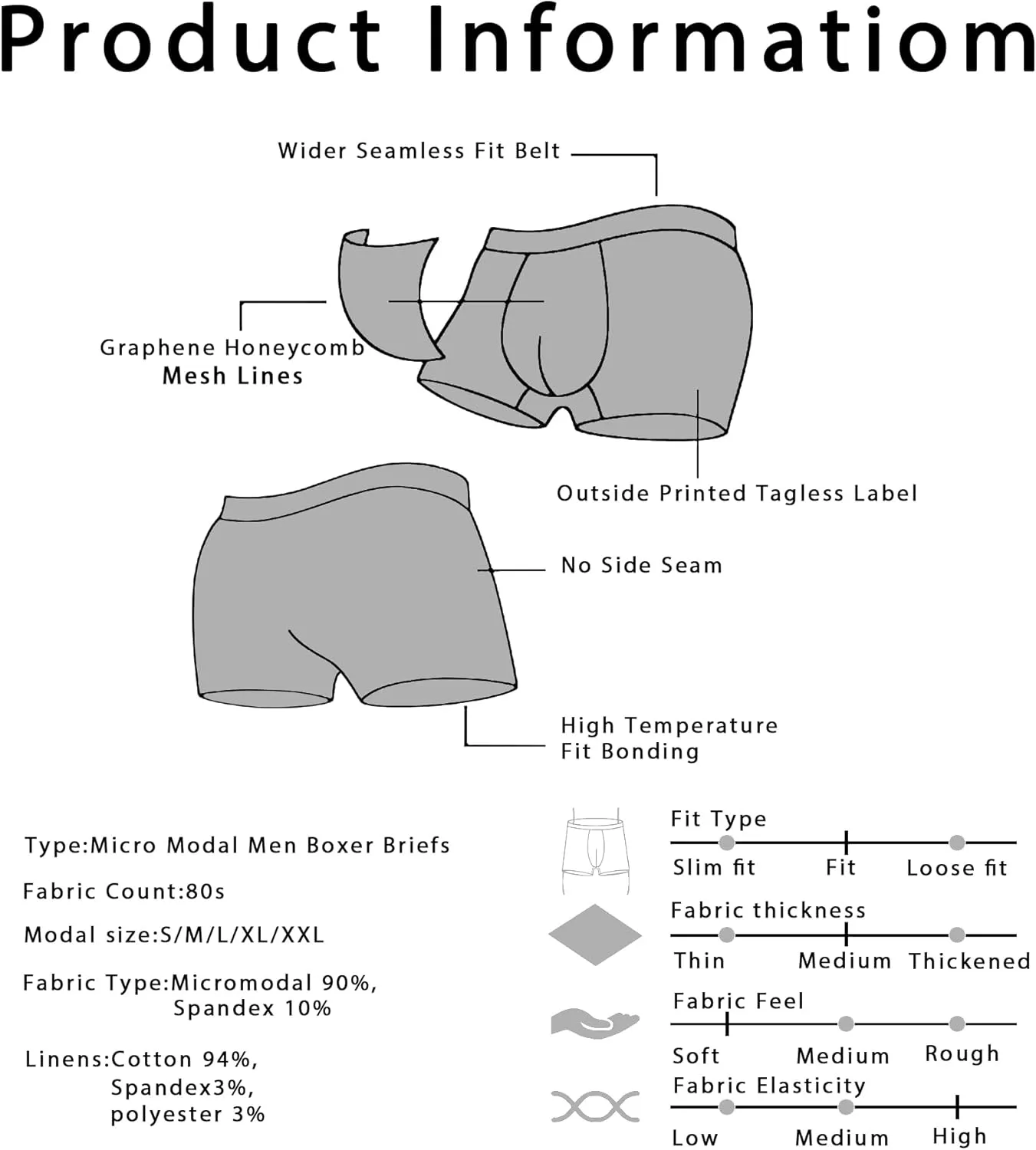 Premium Men's Naked Feeling Air Micro Modal Boxer Briefs - Softer Than Cotton-Athleisure Mens Underwear Trunks