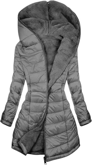 Puffer Jacket Womens Fleece Lined Thicken Parka Solid Cotton Comfy Down Jackets 2024 Winter Fashion Casual Loose Coats
