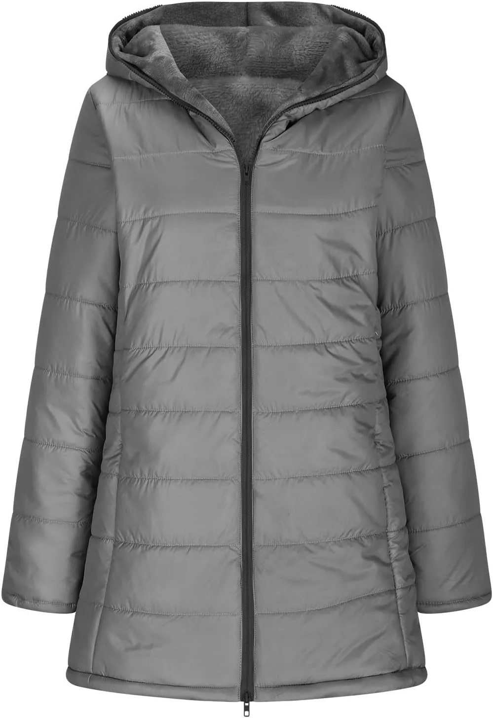 Puffer Jacket Womens Fleece Lined Thicken Parka Solid Cotton Comfy Down Jackets 2024 Winter Fashion Casual Loose Coats