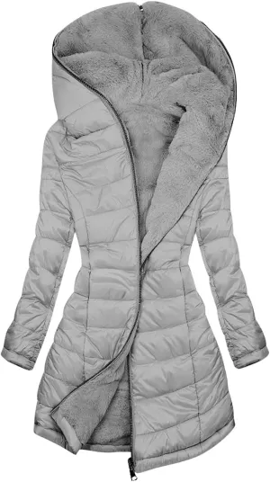 Puffer Jacket Womens Tops Mid Length Sherpa Lined Quilted Parkas Thicken Lightweight Hoodies Coats Windproof Outerwear