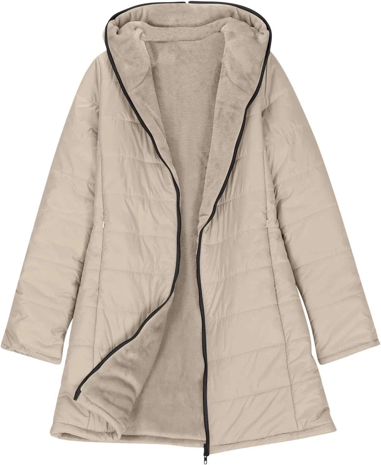 Puffer Jacket Womens Tops Plus Size Zip Up Down Jackets Cotton Sherpa Lined Parka Thermal Going Out Winter Hooded Coats