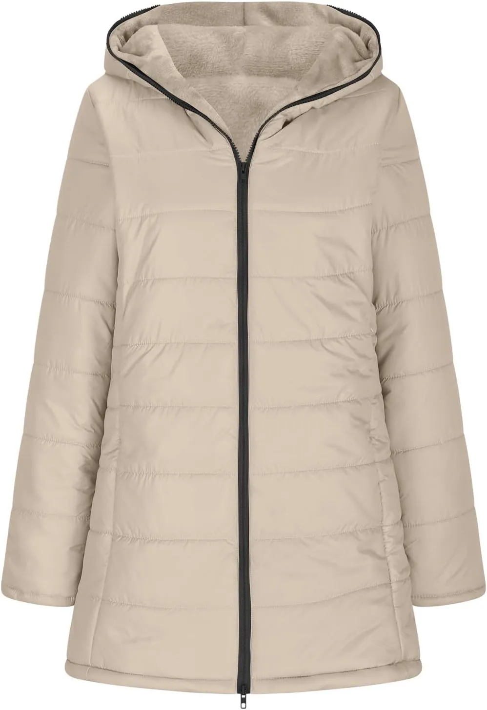 Puffer Jacket Womens Tops Plus Size Zip Up Down Jackets Cotton Sherpa Lined Parka Thermal Going Out Winter Hooded Coats
