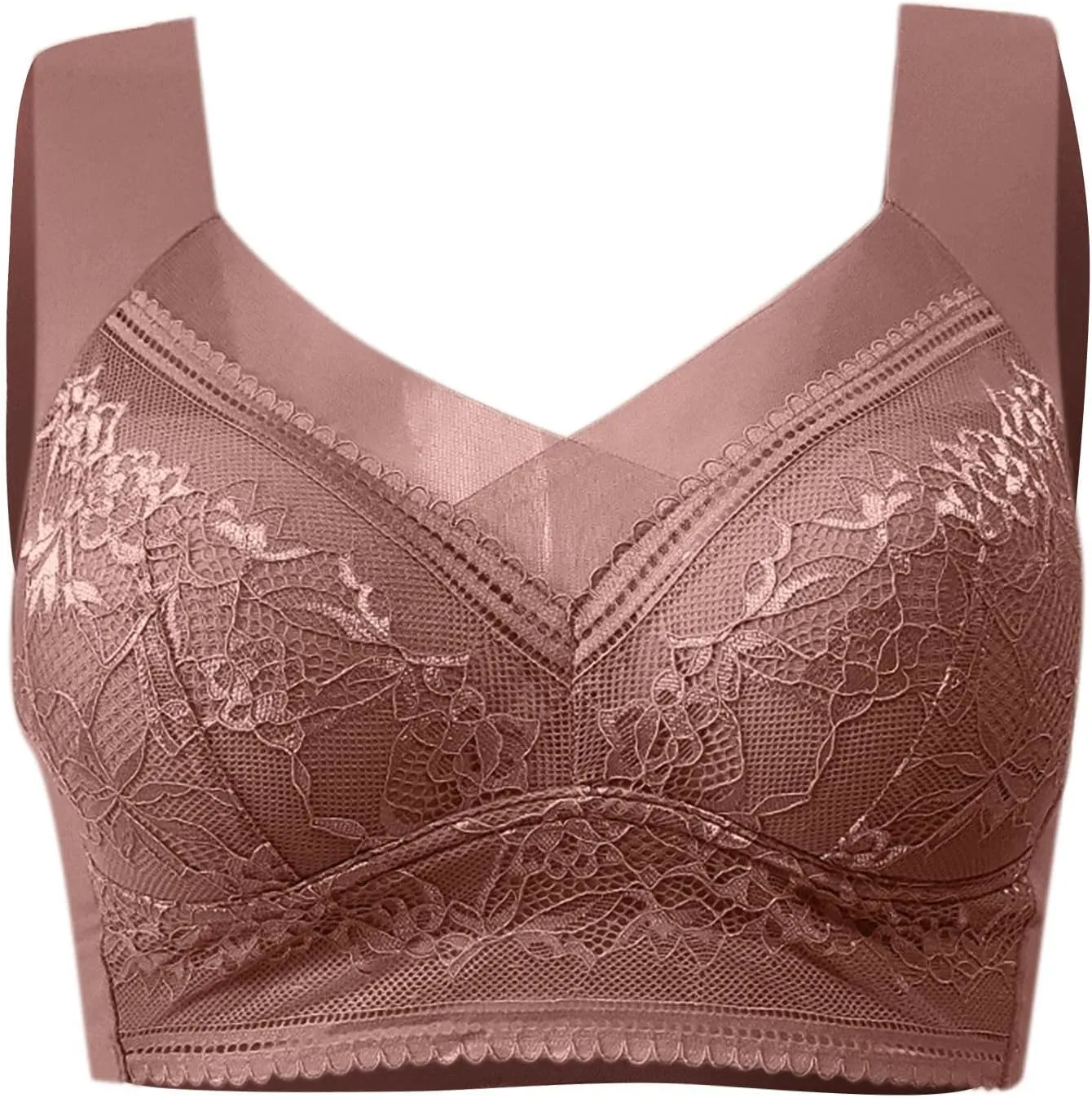 Push-Up Lace Bras for Women Posture Correcting Bralette Plus Size Full Coverage Gathered Bra Soft Everyday Bralettes