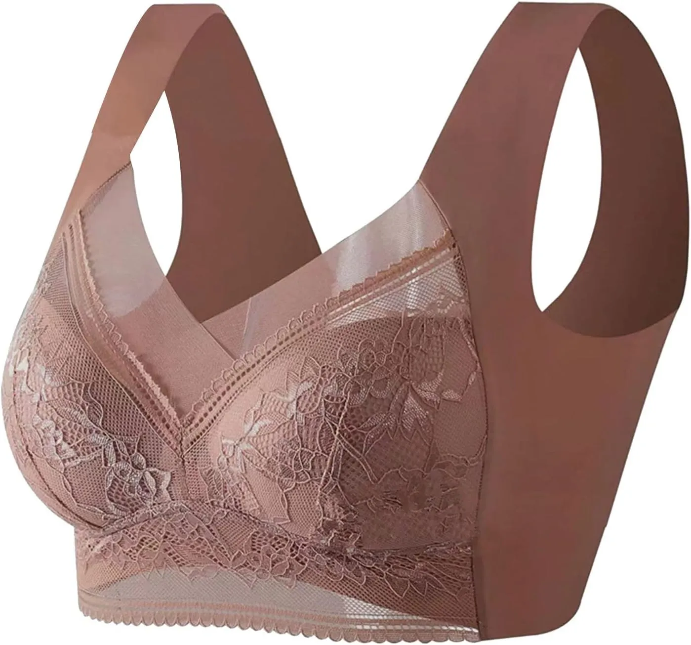 Push-Up Lace Bras for Women Posture Correcting Bralette Plus Size Full Coverage Gathered Bra Soft Everyday Bralettes