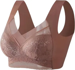 Push-Up Lace Bras for Women Posture Correcting Bralette Plus Size Full Coverage Gathered Bra Soft Everyday Bralettes