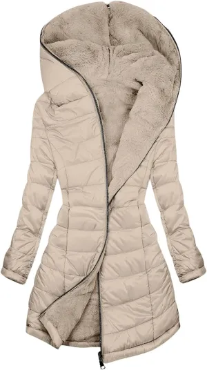 Quilted Jackets for Women Oversized Fleece Lined Down Jacket Plain Zip Up Cotton Parka Stylish Trending Now Hoodie Coat