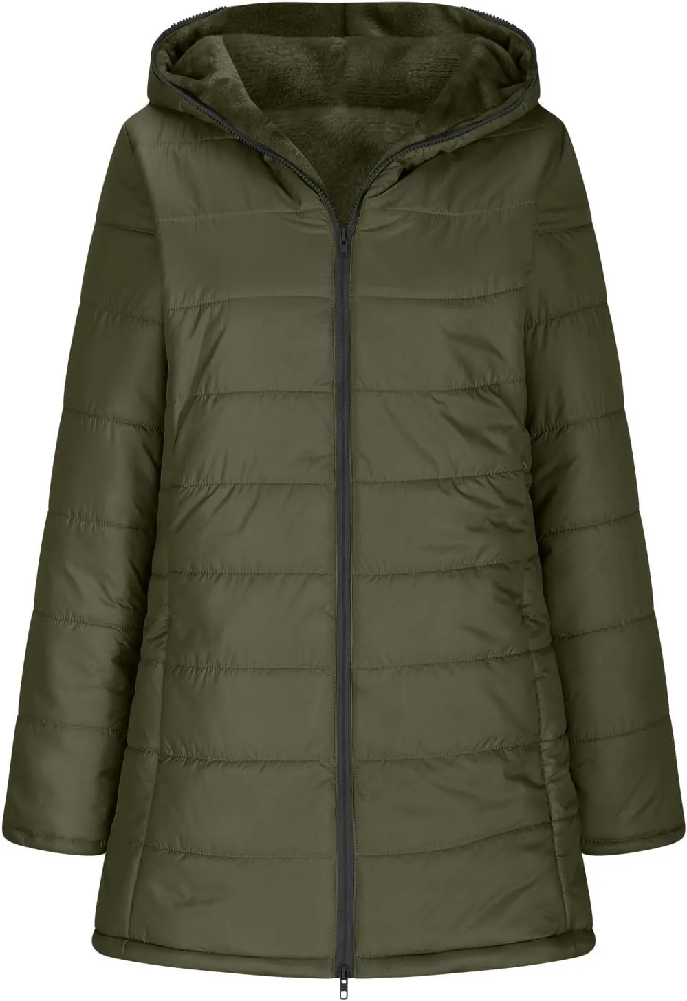 Quilted Jackets for Women Oversized Fleece Lined Down Jacket Plain Zip Up Cotton Parka Stylish Trending Now Hoodie Coat