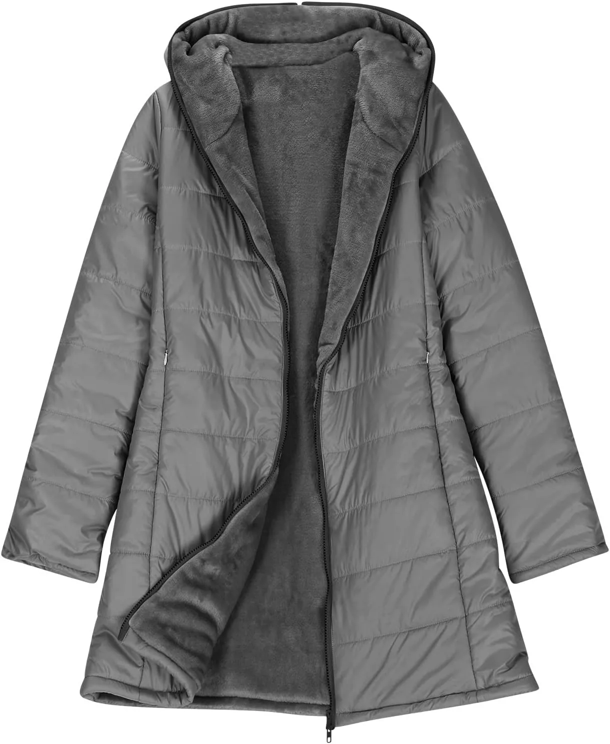 Quilted Jackets for Women Oversized Fleece Lined Down Jacket Plain Zip Up Cotton Parka Stylish Trending Now Hoodie Coat