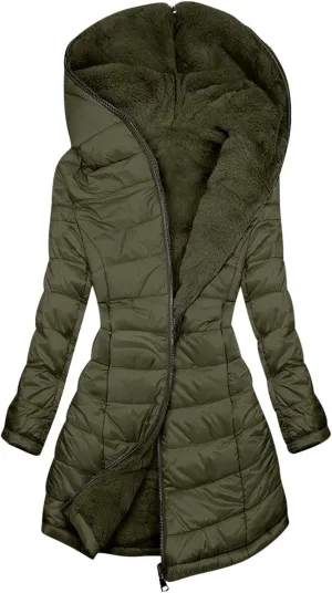Quilted Jackets for Women Oversized Fleece Lined Down Jacket Plain Zip Up Cotton Parka Stylish Trending Now Hoodie Coat