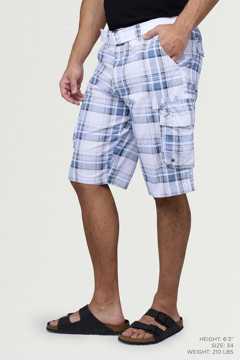 RAW X Mens Belted Cargo Shorts, Relaxed Fit Casual Knee Length Cargo Shorts for Men (Big and Tall Shorts for Men)