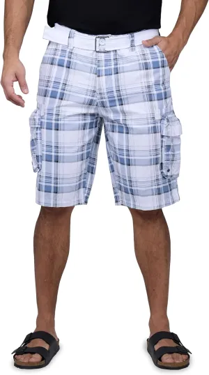 RAW X Mens Belted Cargo Shorts, Relaxed Fit Casual Knee Length Cargo Shorts for Men (Big and Tall Shorts for Men)