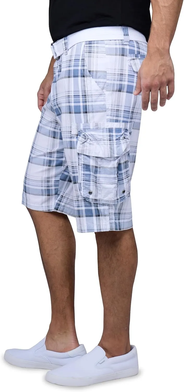 RAW X Mens Belted Cargo Shorts, Relaxed Fit Casual Knee Length Cargo Shorts for Men (Big and Tall Shorts for Men)