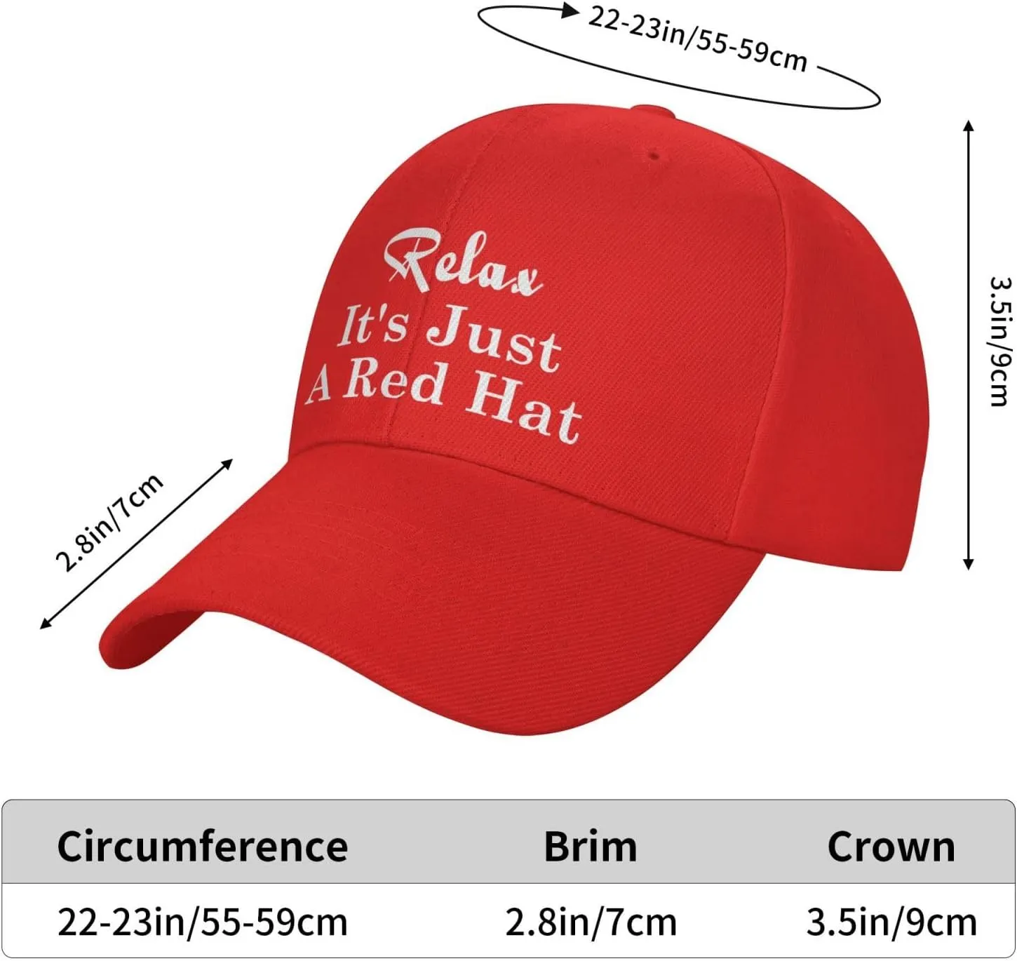 Relax It's Just A Red Hat Curved Brim Baseball Caps Unisex Trucker Hat
