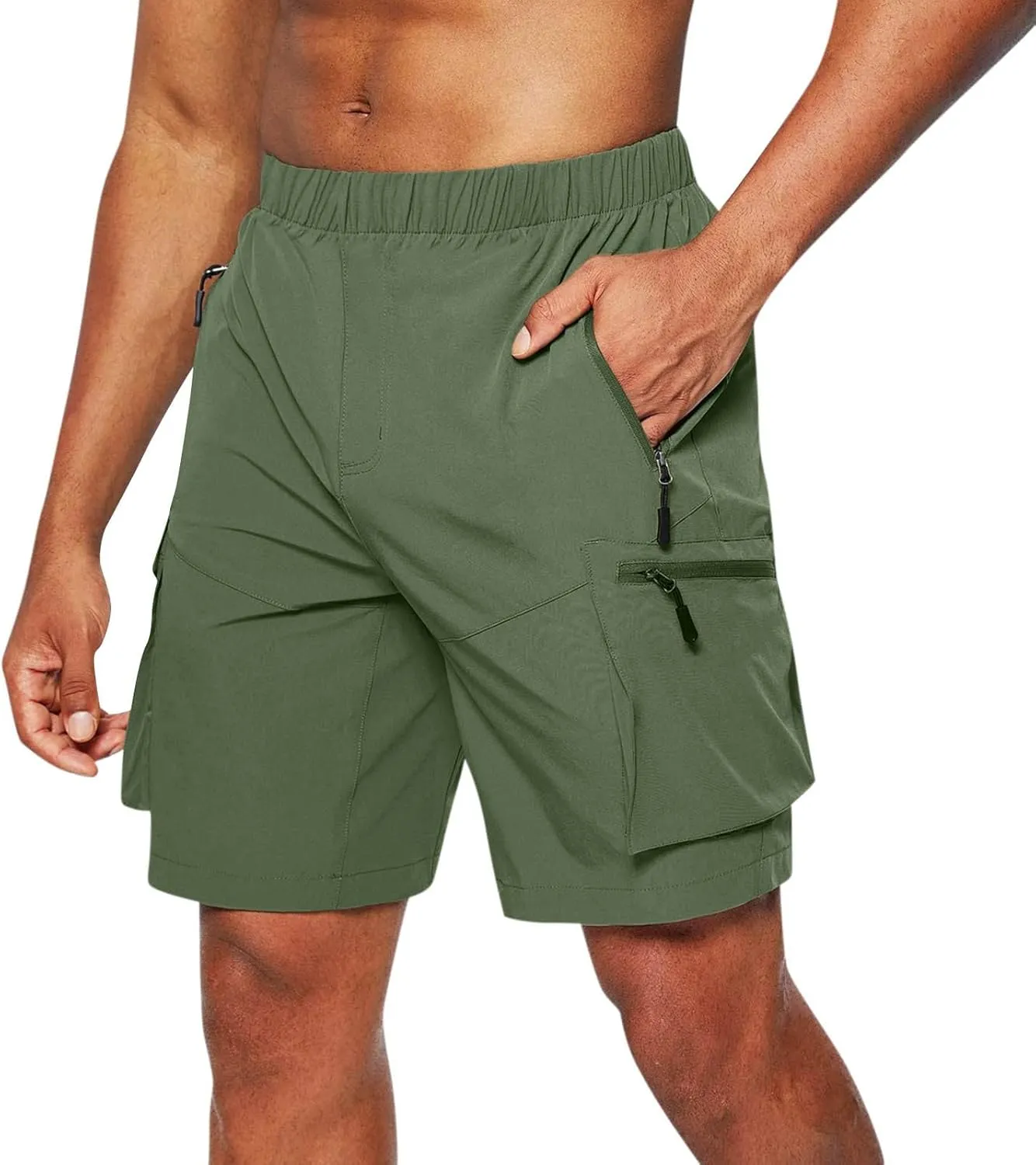 RTRDE Men's Shorts Casual Hiking Cargo Shorts Work Casual Summer Lightweight Bermuda Shorts with Pockets Golf, M-4XL