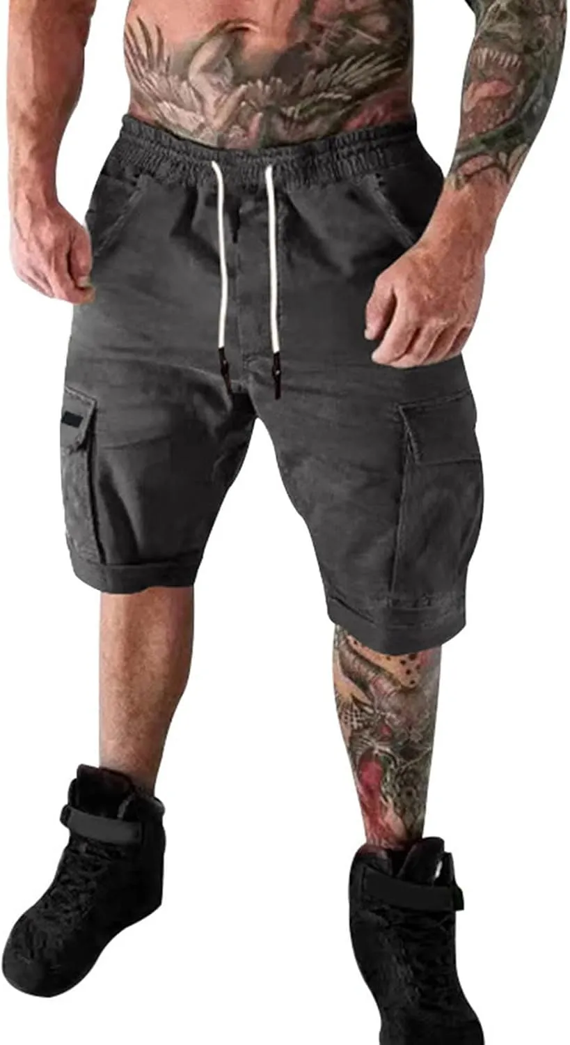 RTRDE Men's Shorts Summer Casual Outdoors Patchwork Pockets Overalls Sport Tooling Shorts Pants Cargo for Men