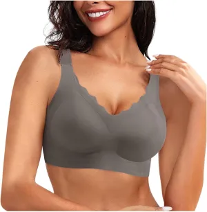 Scalloped Womens Bras No Underwire Wireless Seamless Bra Push Up Bralette Full Coverage Comfort Raceback Everyday Bra