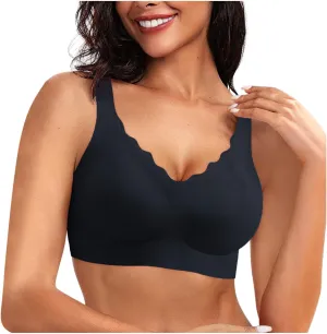 Scalloped Womens Bras No Underwire Wireless Seamless Bra Push Up Bralette Full Coverage Comfort Raceback Everyday Bra
