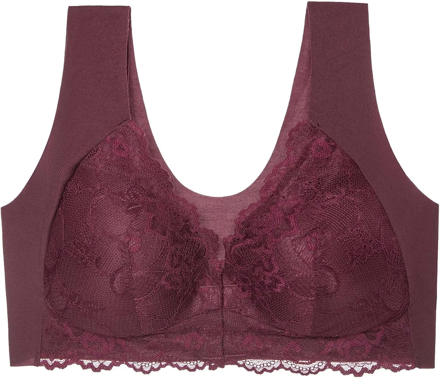 Seamless Bras for Women Front Closure No Underwire Bras Lace Breathable Push Up Bralette Convenient Comfort Bra
