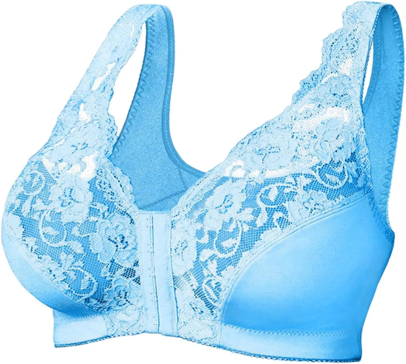 Seamless Bras for Women Front Closure No Underwire Bras Lace Mesh Breathable Push Up Bralette Convenient Comfort Bra