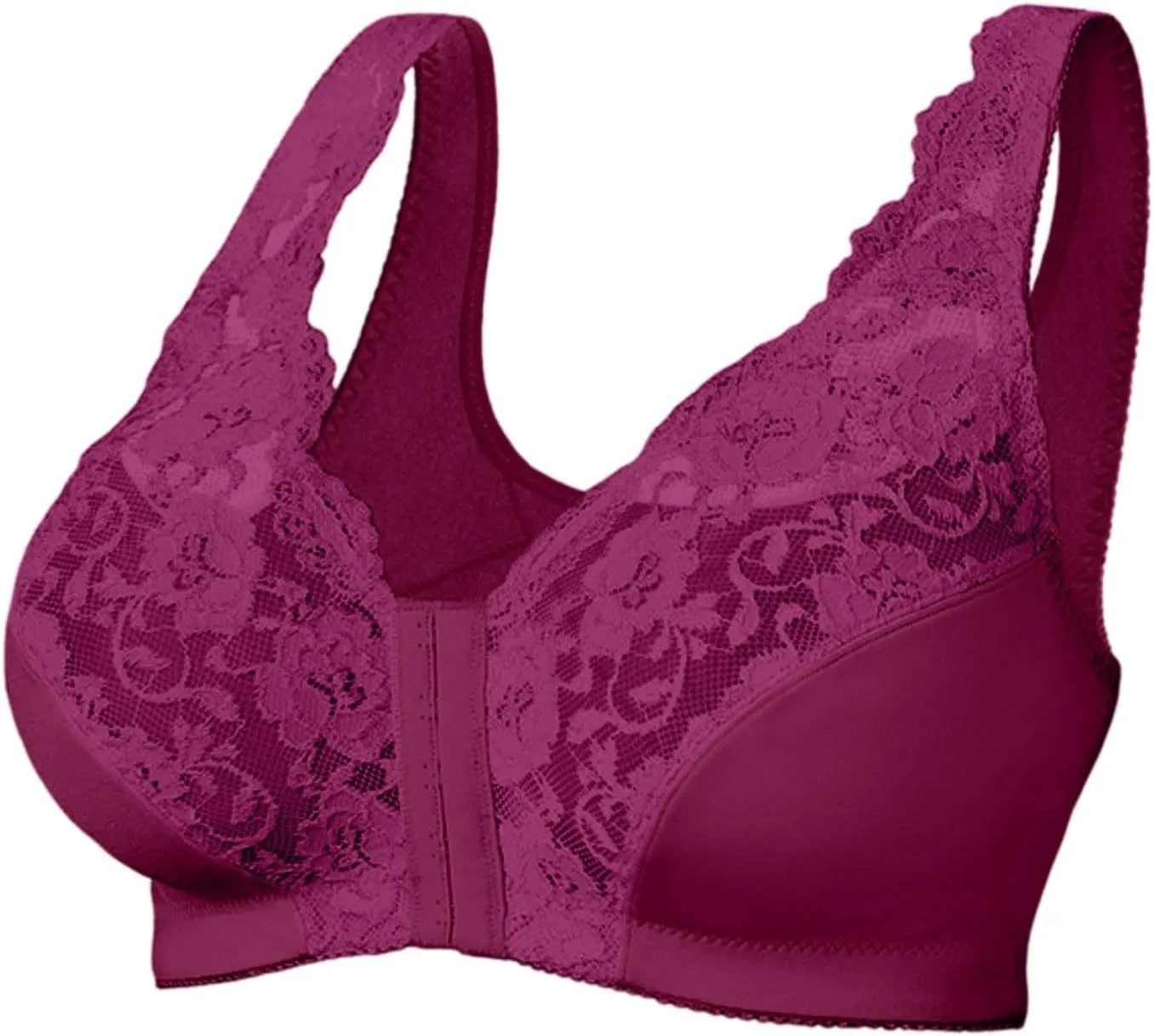 Seamless Bras for Women Front Closure No Underwire Bras Lace Mesh Breathable Push Up Bralette Convenient Comfort Bra