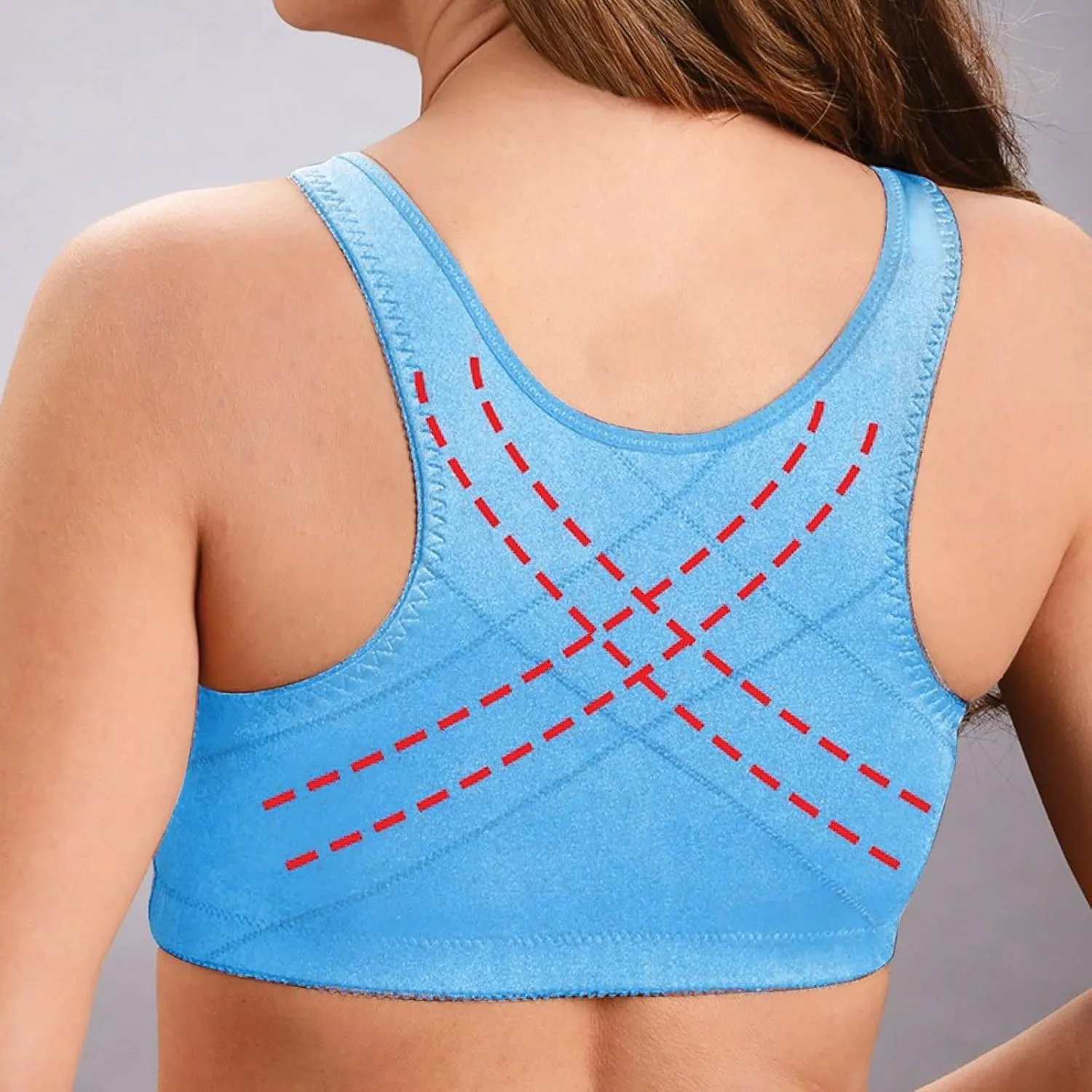 Seamless Bras for Women Front Closure No Underwire Bras Lace Mesh Breathable Push Up Bralette Convenient Comfort Bra