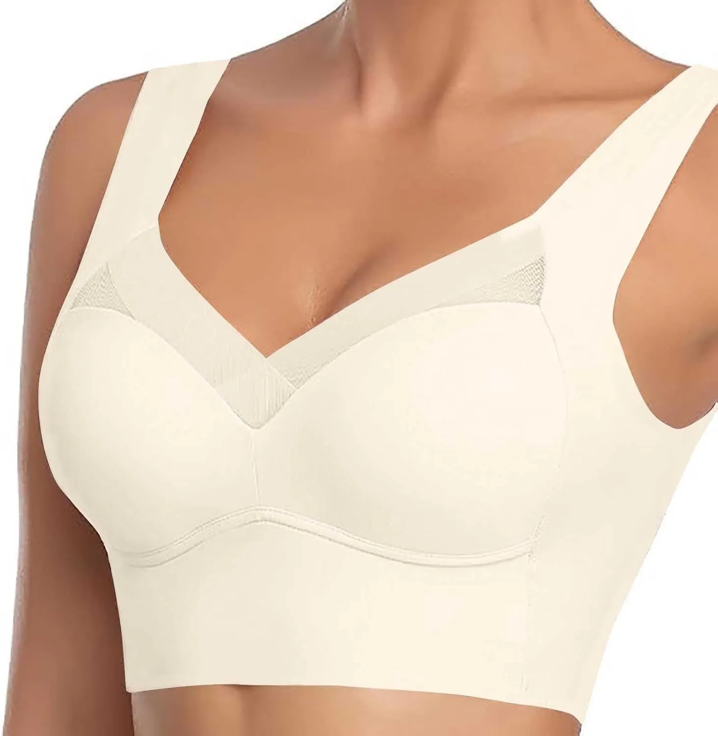 Seamless Sexy Push Up Bras for Older Women Wireless Posture Correcting Bra with Support Bra for Seniors