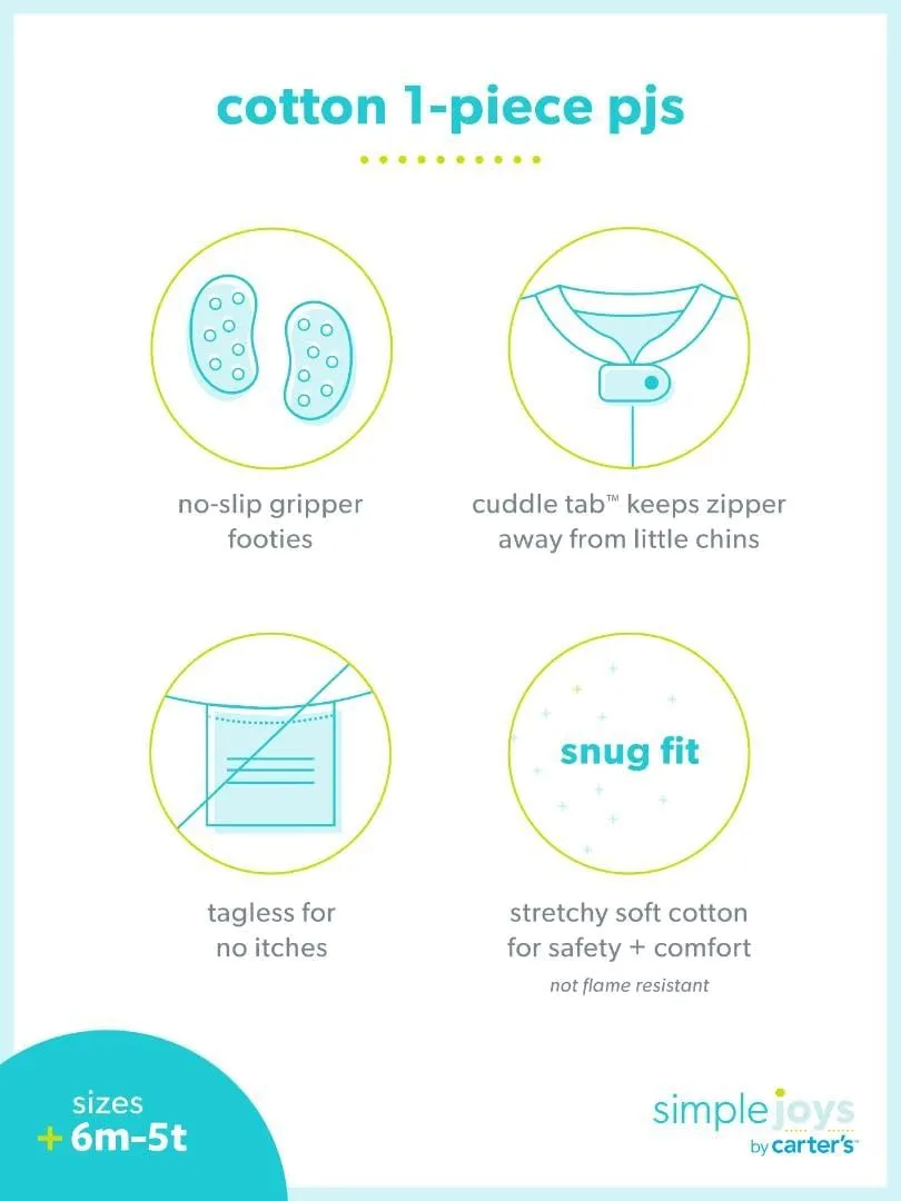 Simple Joys by Carter's Toddlers and Baby Boys' Snug-Fit Footed Cotton Pajamas, Pack of 3