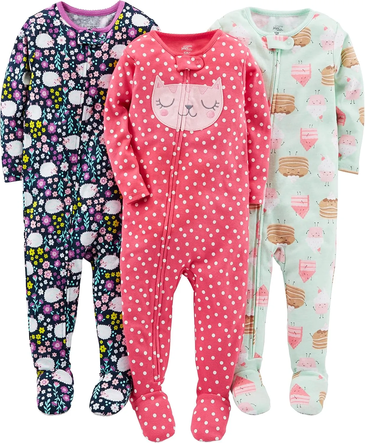 Simple Joys by Carter's Toddlers and Baby Boys' Snug-Fit Footed Cotton Pajamas, Pack of 3