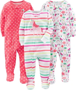 Simple Joys by Carter's Toddlers and Baby Boys' Snug-Fit Footed Cotton Pajamas, Pack of 3