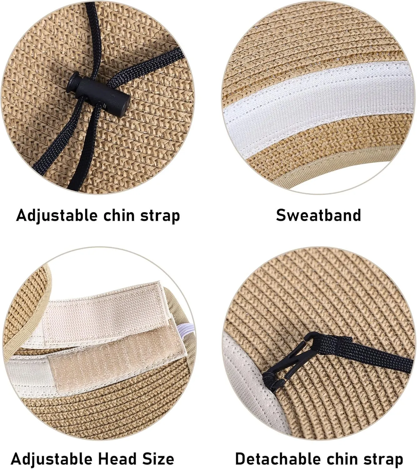 Simplicity Women's Summer Foldable Wide Brim Beach Hats Straw Sun Visor Hats