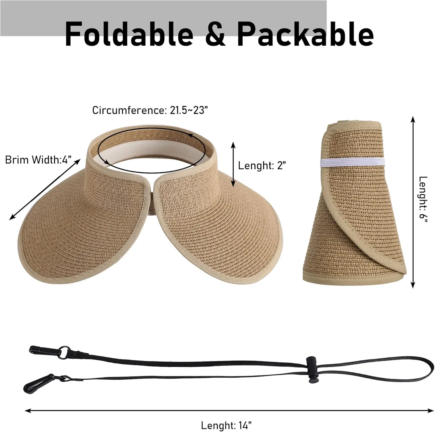 Simplicity Women's Summer Foldable Wide Brim Beach Hats Straw Sun Visor Hats