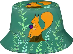 Squirrel Bucket Hat Cute Animal Sun Protection Wide Brim Hats Packable Summer Travel Boonie Cap for Men Women