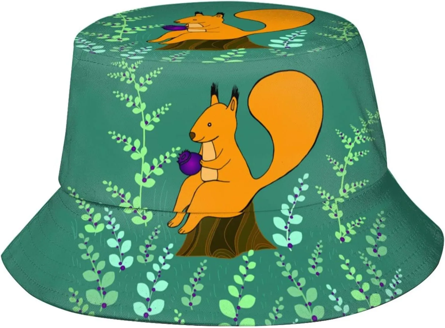 Squirrel Bucket Hat Cute Animal Sun Protection Wide Brim Hats Packable Summer Travel Boonie Cap for Men Women