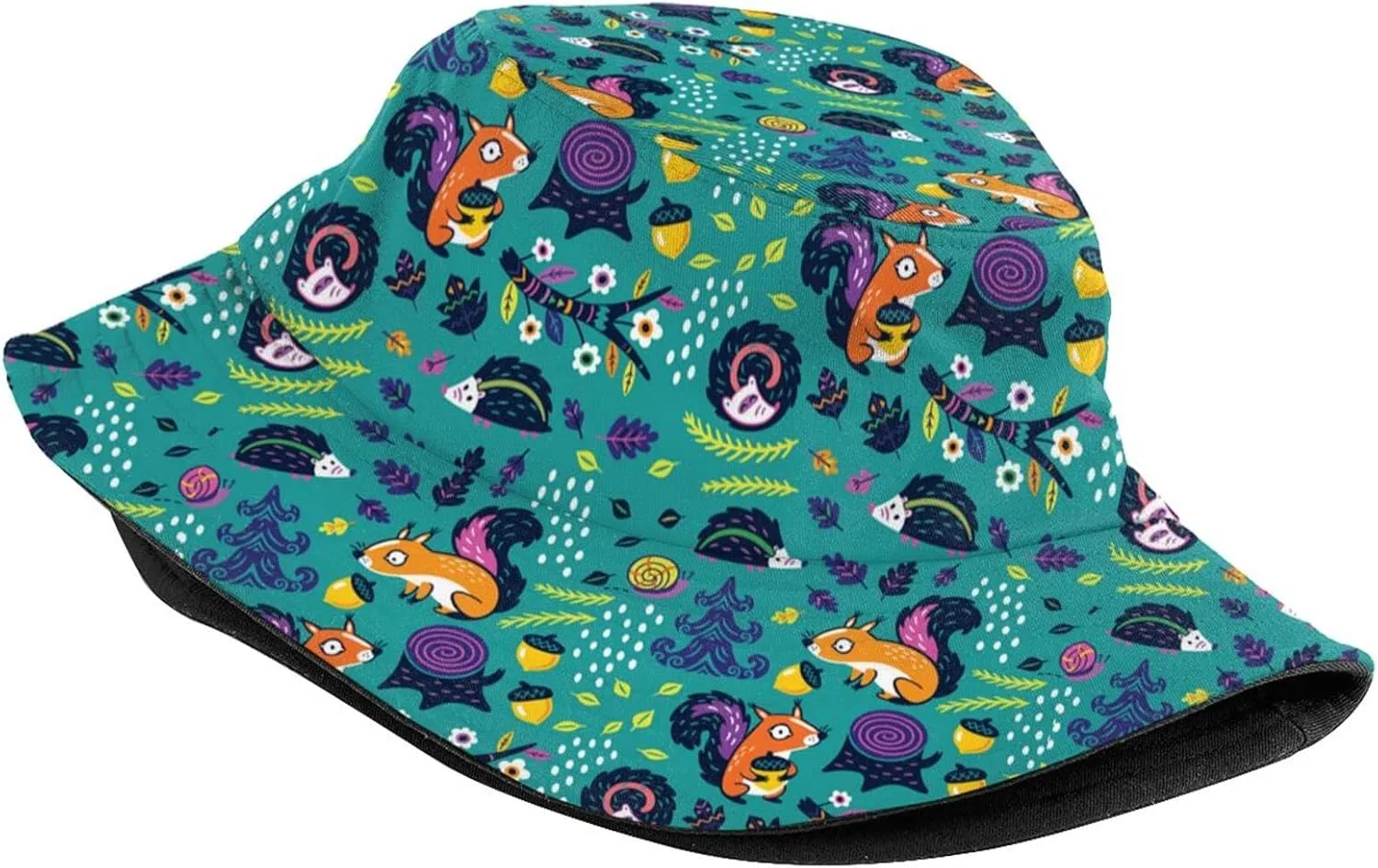 Squirrel Bucket Hat Cute Animal Sun Protection Wide Brim Hats Packable Summer Travel Boonie Cap for Men Women