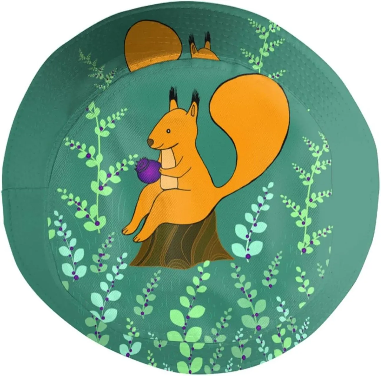 Squirrel Bucket Hat Cute Animal Sun Protection Wide Brim Hats Packable Summer Travel Boonie Cap for Men Women