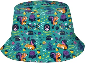 Squirrel Bucket Hat Cute Animal Sun Protection Wide Brim Hats Packable Summer Travel Boonie Cap for Men Women