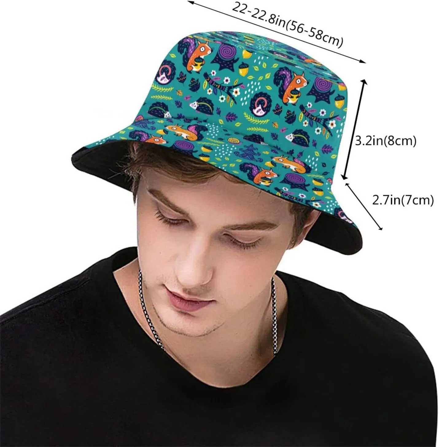 Squirrel Bucket Hat Cute Animal Sun Protection Wide Brim Hats Packable Summer Travel Boonie Cap for Men Women