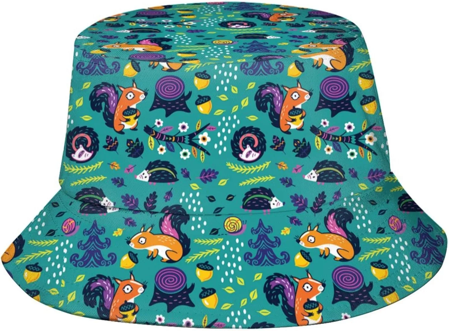 Squirrel Bucket Hat Cute Animal Sun Protection Wide Brim Hats Packable Summer Travel Boonie Cap for Men Women