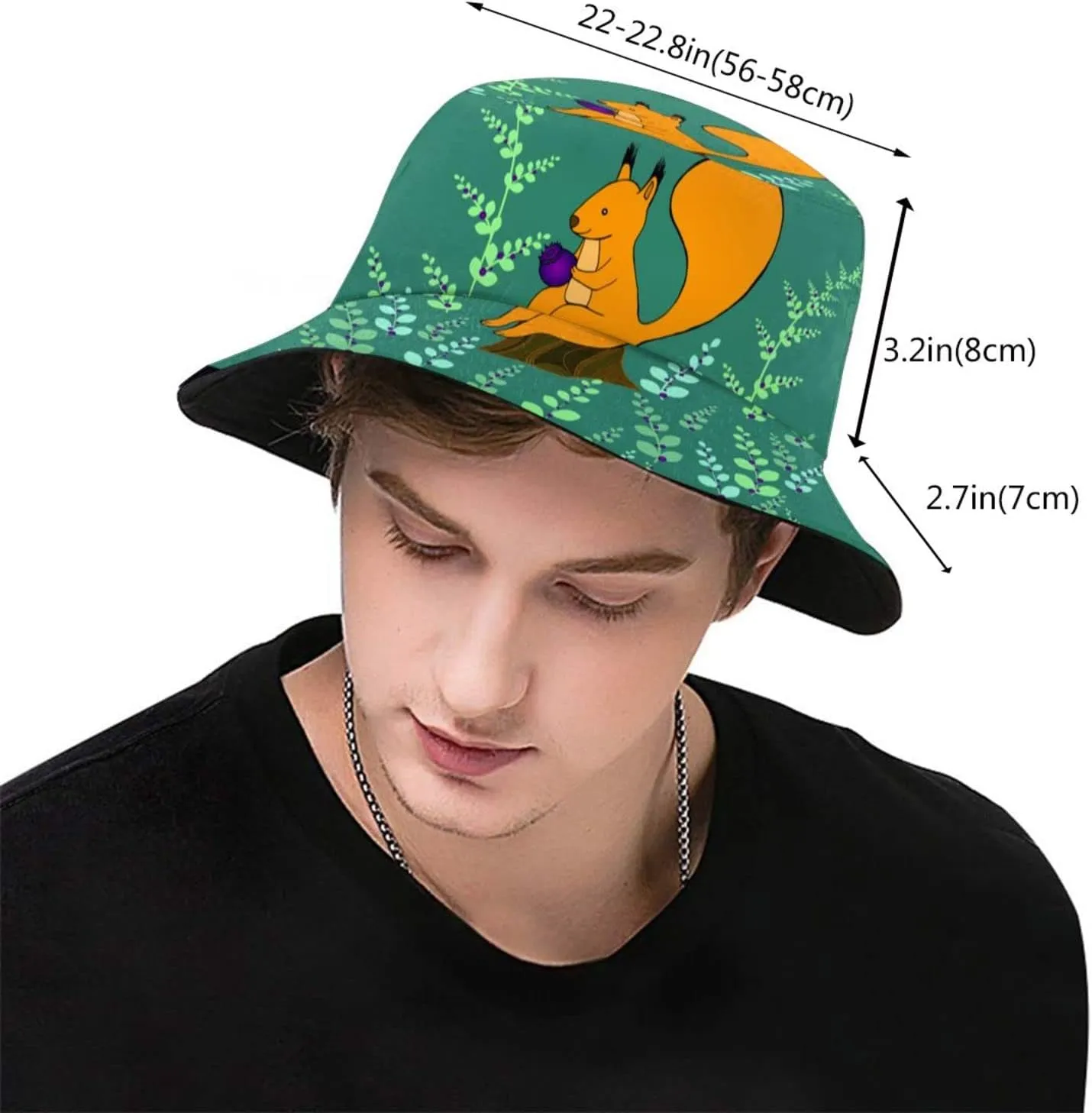 Squirrel Bucket Hat Cute Animal Sun Protection Wide Brim Hats Packable Summer Travel Boonie Cap for Men Women