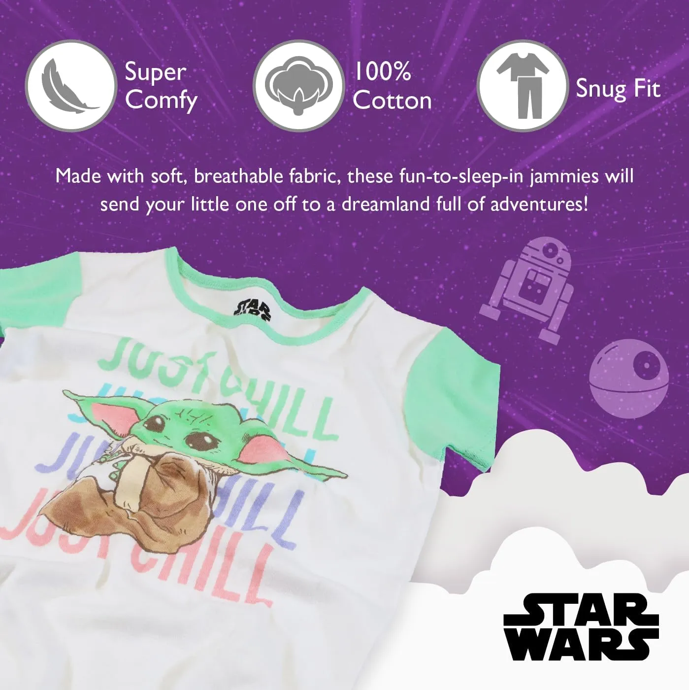Star Wars Boys' 2-Piece Snug-fit Cotton Pajamas Set