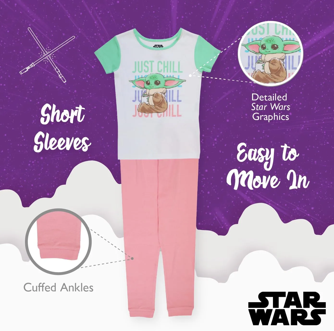 Star Wars Boys' 2-Piece Snug-fit Cotton Pajamas Set