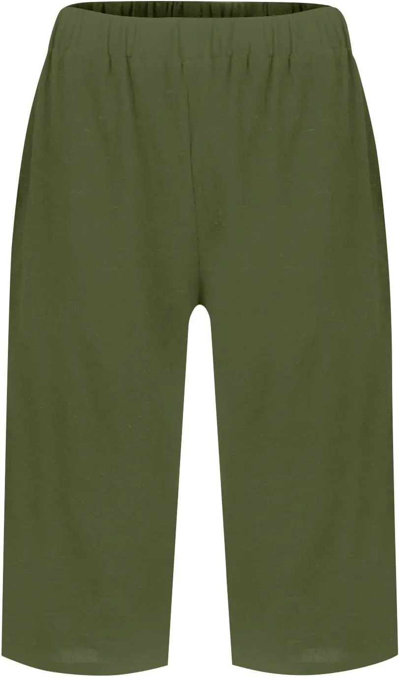 Summer Bermuda Shorts for Women Knee Length 2024 Trendy Linen Shorts Lightweight Casual Beach Short Pants w/Pockets