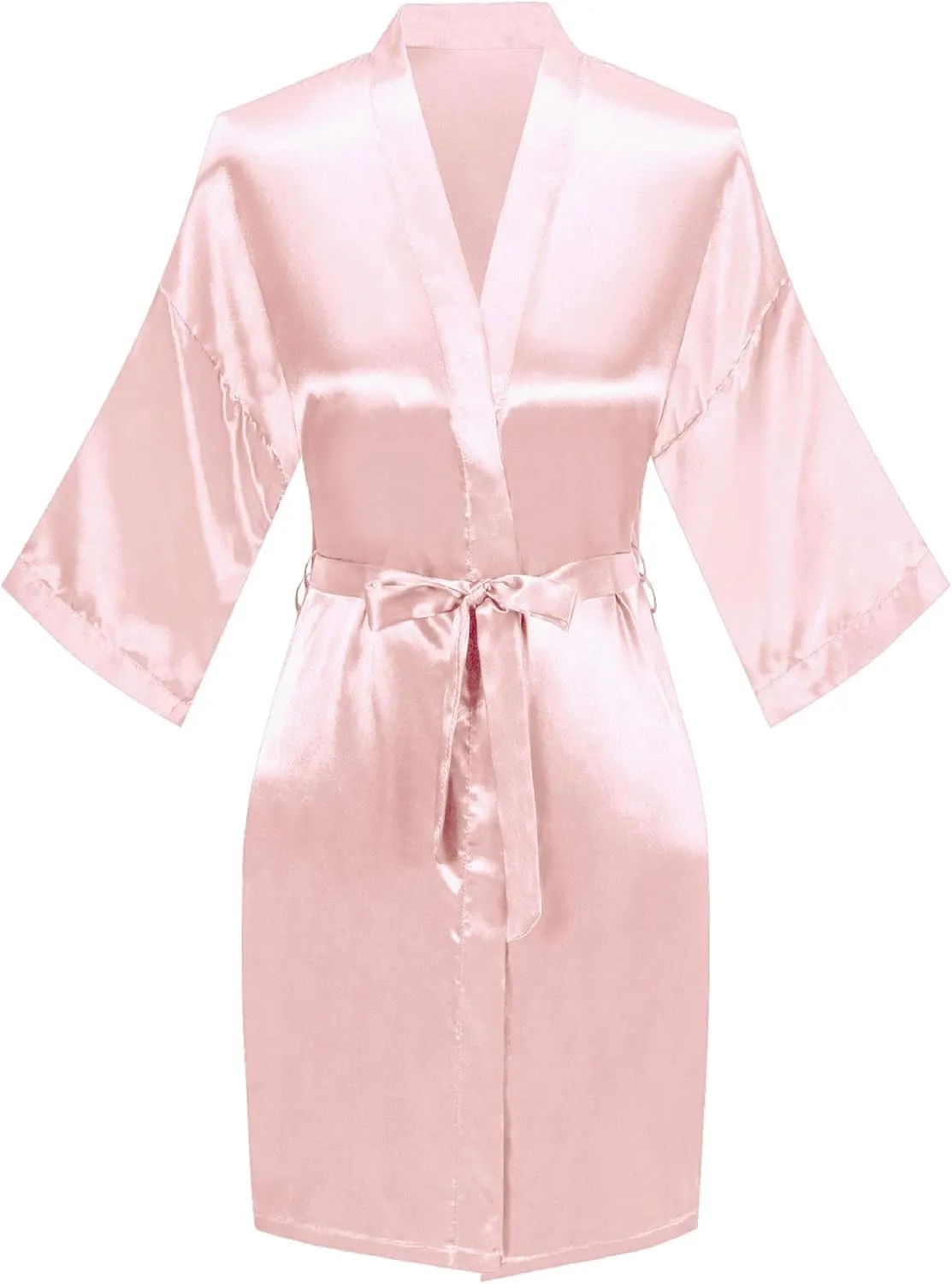 sunshinemall Women's Satin Kimono Robes with Rhinestones Bride Bridesmaid Short Getting Ready Wedding Dressing Gown