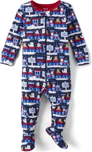 The Children's Place Baby Boys' and Toddler Snug Fit 100% Cotton Zip-Front One Piece Footed Pajama