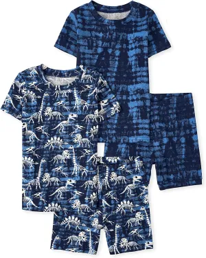 The Children's Place Boys Sleeve Top and Shorts Snug Fit 100% Cotton 2 Piece Pajama Set