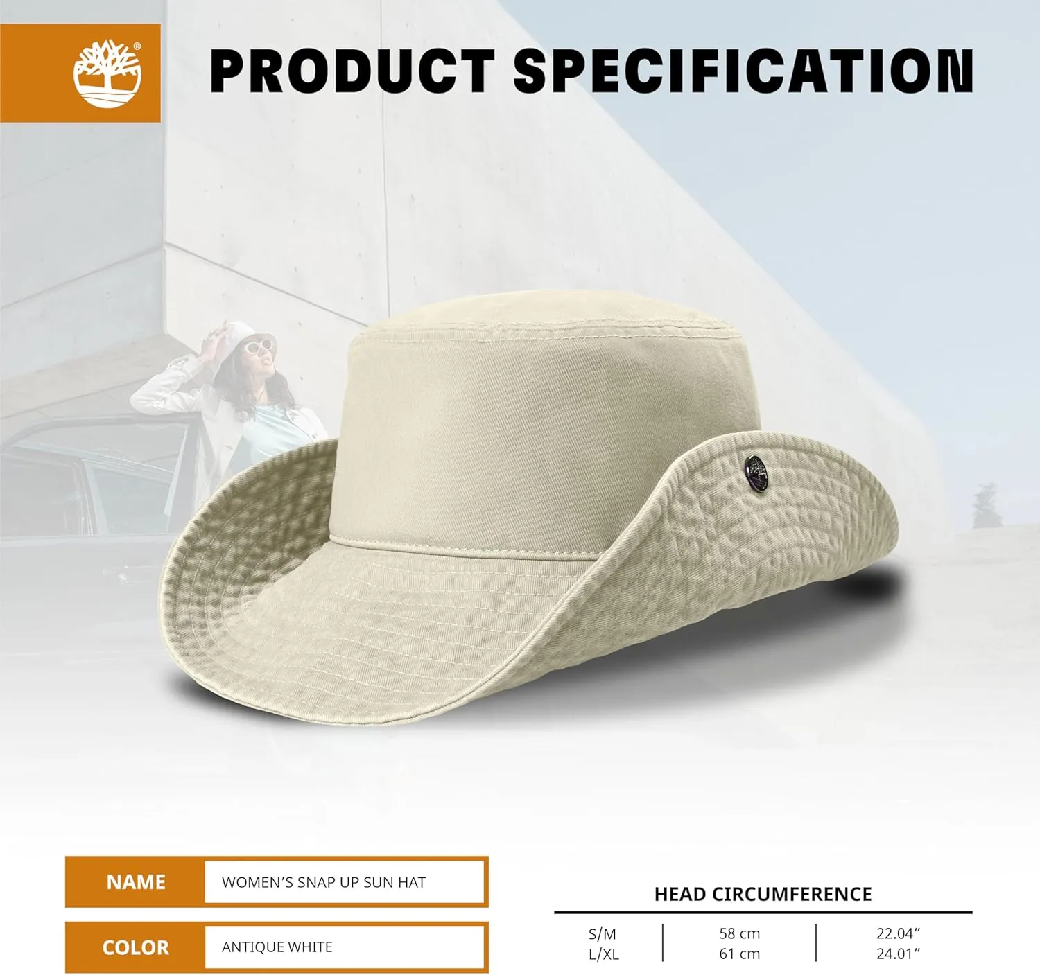Timberland Snap Up Sun Hats for Women, Packable Bucket Hat, Wide Brim UV Protection for Outdoor Activities