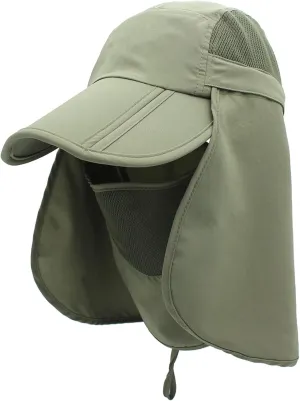 TRUSCEND Fishing Sun Hats for Men, UPF50  Waterproof Wide Brim Hats for Fishing & Hunting with Face Covering & Neck Flap